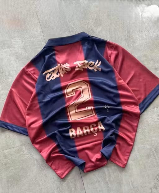Classic Barça Retro Stripe Jersey – Premium Street Style Football
