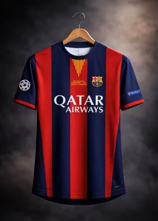 Neymar Jr 11 Iconic Barca Retro Jersey | Classic Football Fan Wear Vintage Barca 2015 Champions League Final Edition Jersey - Neymar Jr Special Edition Neymar Jr Barcelona Football T-Shirt for Men & Boys