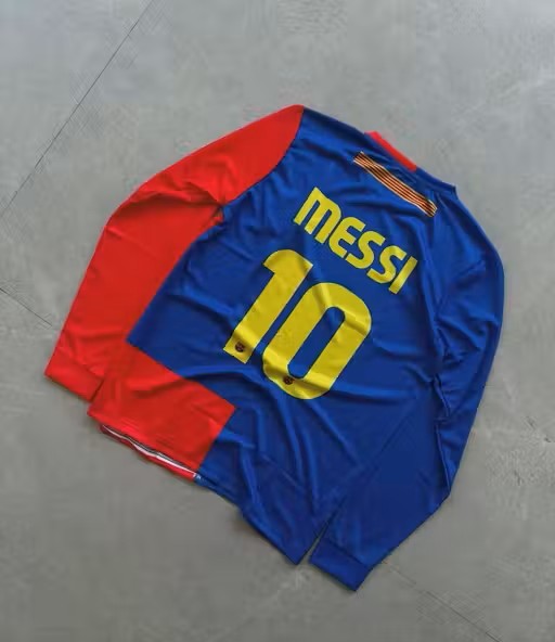 Embroidery Barcelona Messi No.10 Premium Full Sleeve Football Jersey – Red & Blue Player Edition