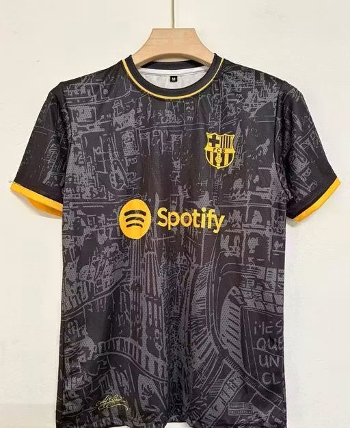 Men Black Printed Football Jersey T-Shirt | Sportswear Round Neck Half Sleeve | Premium Polyester Fabric