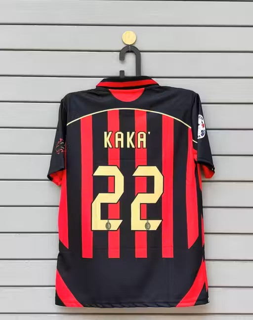 Men’s Red & Black Striped Football Jersey – Kaka #22 Edition