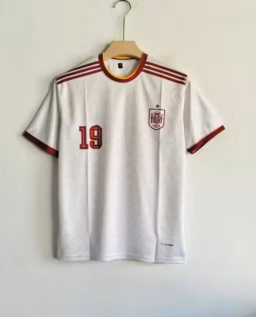 Spain Premium Football Jersey – Lamine Yamal No.19 Edition | Classic White Performance Sports T-Shirt