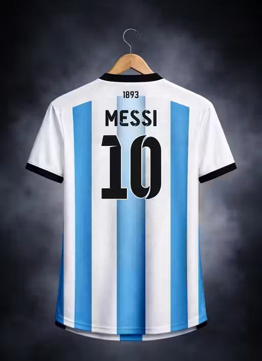 Argentina Football Jersey No 10 Messi Print Premium Drifit Sports T-Shirt for Men